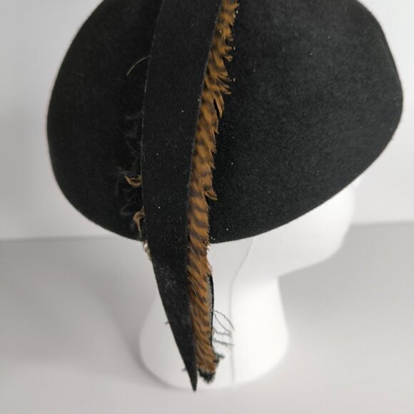 Vintage Glenover Retro 60s Cabaret Glam Chic Single Feather Lady Velour Hat - Picture 6 of 10
